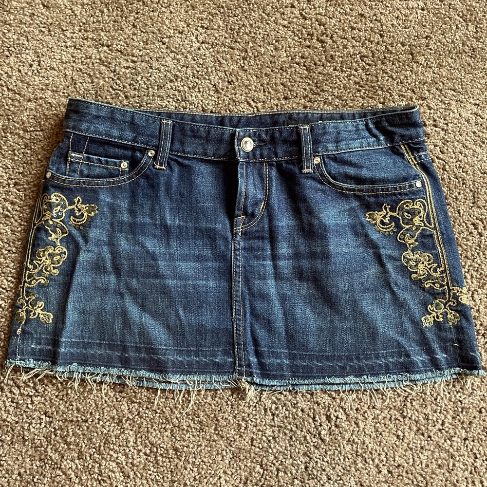 EXPRESS X2 Embellished Jean Skirt